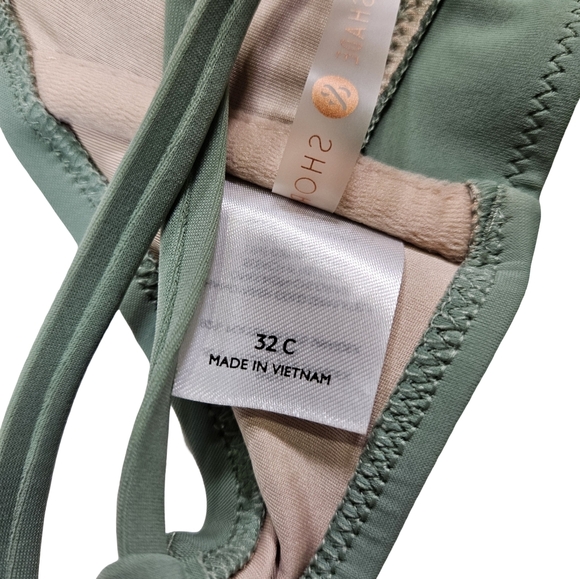 Shade & Shore Underwire Longline Cutout Strappy Bikini Top, Sage Green, 32C - Picture 11 of 13